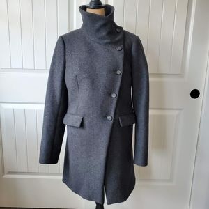 Allsaints Asymmetrical Button Wool Coat Gray (US 10) Size L